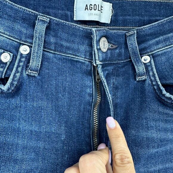 AGOLDE Sophie High Rise Raw Hem Crop Skinny‎ Denim Jean Size 27 Style A018-3005. - Picture 10 of 13